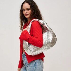 Silver Woven Shoulder Bag